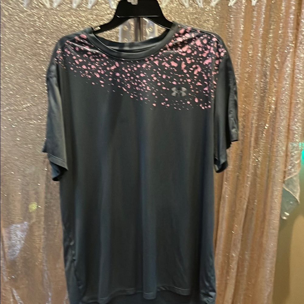 Under Armour Black Athletic Shirt with Pink Splatter Detail